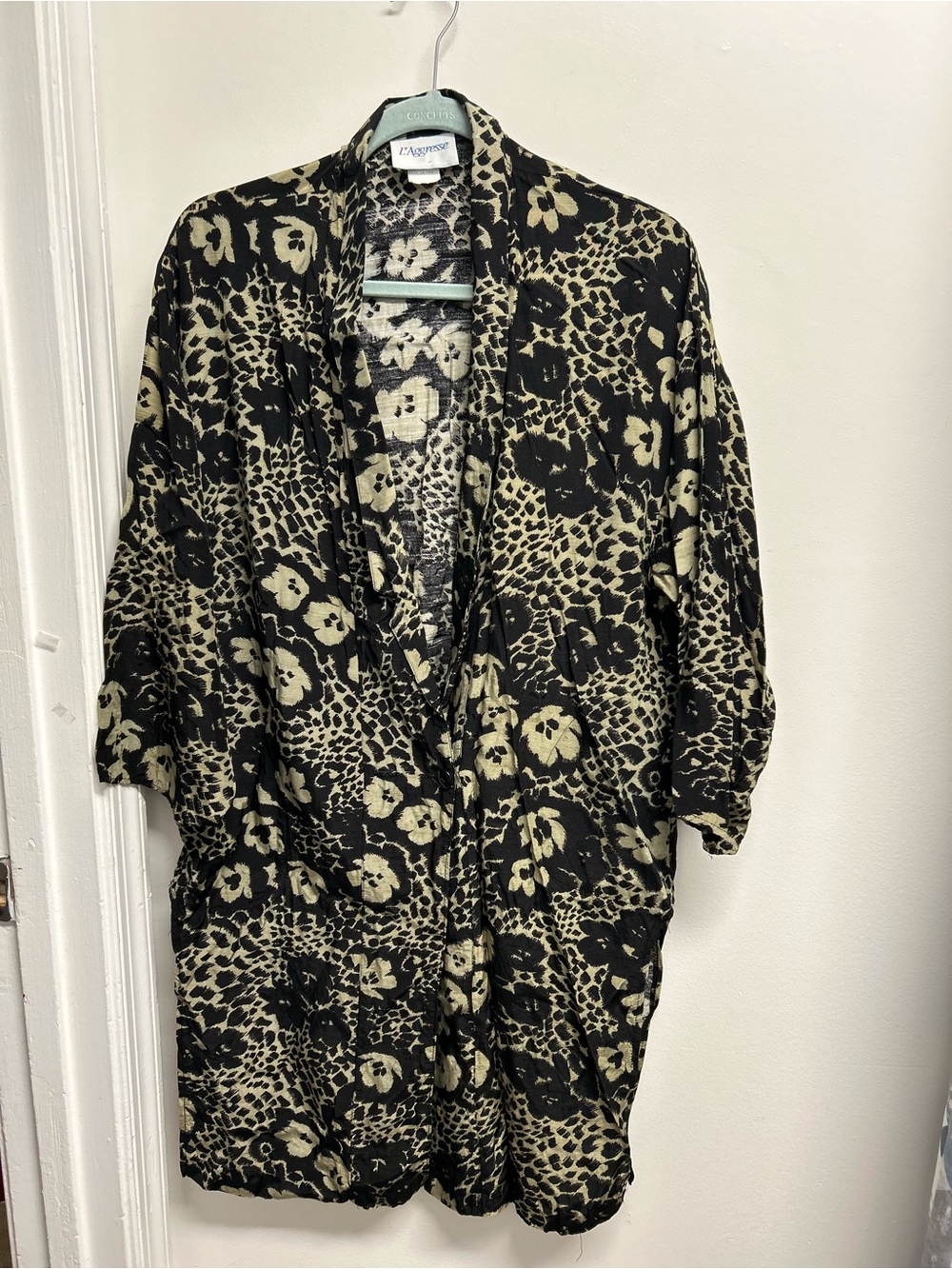 Vintage 80’s 90’s Rayon Animal Floral-Print Oversized Jacket made in USA